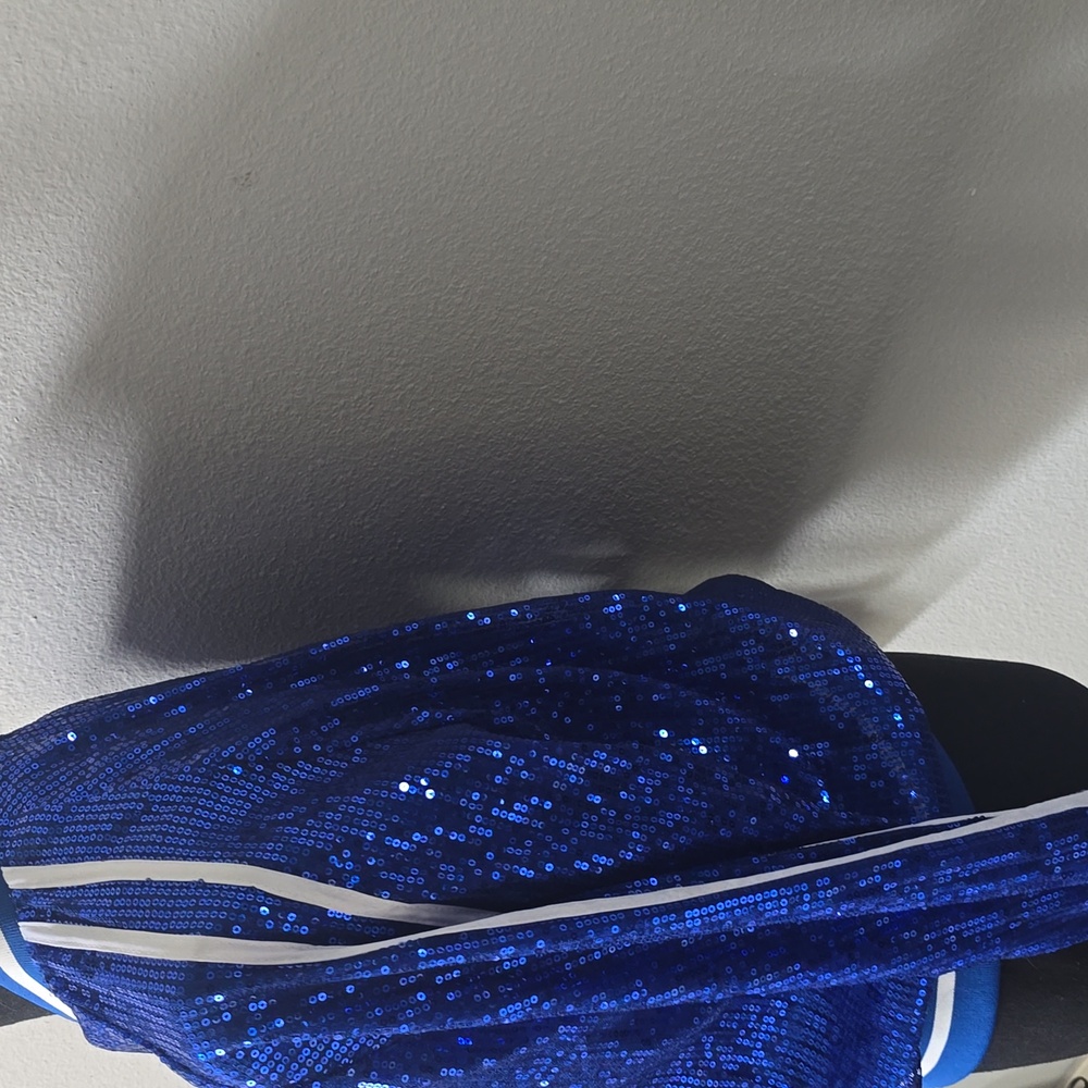 Sparkling Blue Sequin Bomber Jacket - Picture 4 of 6